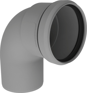 Rookgas bocht 100mm 90° grijs (Burgerhout)